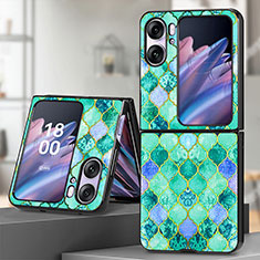 Funda Bumper Lujo Cuero y Plastico Mate Carcasa SD7 para Oppo Find N2 Flip 5G Verde