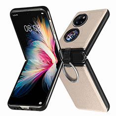 Funda Bumper Lujo Cuero y Plastico Mate Carcasa SD8 para Huawei P50 Pocket Caqui