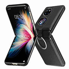 Funda Bumper Lujo Cuero y Plastico Mate Carcasa SD8 para Huawei P50 Pocket Negro