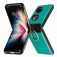 Funda Bumper Lujo Cuero y Plastico Mate Carcasa SD8 para Huawei P50 Pocket Verde