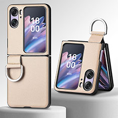 Funda Bumper Lujo Cuero y Plastico Mate Carcasa SD8 para Oppo Find N2 Flip 5G Caqui