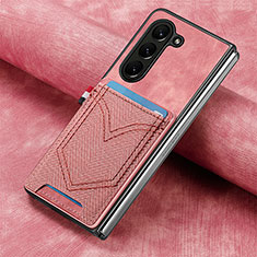 Funda Bumper Lujo Cuero y Plastico Mate Carcasa SD8 para Samsung Galaxy Z Fold5 5G Rosa