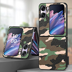 Funda Bumper Lujo Cuero y Plastico Mate Carcasa SD9 para Oppo Find N2 Flip 5G Verde