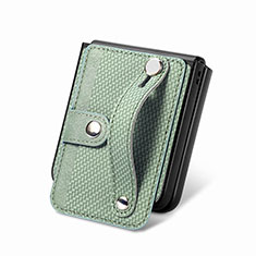 Funda Bumper Lujo Cuero y Plastico Mate Carcasa SD9 para Samsung Galaxy Z Flip5 5G Verde