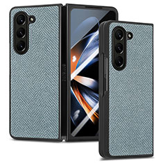 Funda Bumper Lujo Cuero y Plastico Mate Carcasa SD9 para Samsung Galaxy Z Fold5 5G Azul Claro