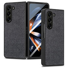 Funda Bumper Lujo Cuero y Plastico Mate Carcasa SD9 para Samsung Galaxy Z Fold5 5G Negro