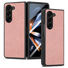 Funda Bumper Lujo Cuero y Plastico Mate Carcasa SD9 para Samsung Galaxy Z Fold5 5G Rosa