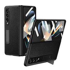 Funda Bumper Lujo Cuero y Plastico Mate Carcasa T01 para Samsung Galaxy Z Fold4 5G Negro