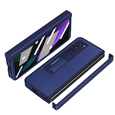Funda Bumper Lujo Cuero y Plastico Mate Carcasa Z07 para Samsung Galaxy Z Fold2 5G Azul