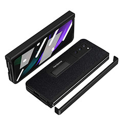 Funda Bumper Lujo Cuero y Plastico Mate Carcasa Z07 para Samsung Galaxy Z Fold2 5G Negro