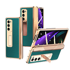 Funda Bumper Lujo Cuero y Plastico Mate Carcasa Z09 para Samsung Galaxy Z Fold2 5G Verde