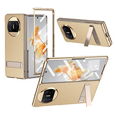 Funda Bumper Lujo Cuero y Plastico Mate Carcasa ZL1 para Huawei Mate X3 Oro