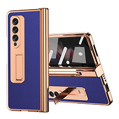 Funda Bumper Lujo Cuero y Plastico Mate Carcasa ZL1 para Samsung Galaxy Z Fold4 5G Azul