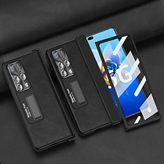 Funda Bumper Lujo Cuero y Plastico Mate Carcasa ZL11 para Huawei Mate X2 Negro