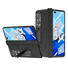 Funda Bumper Lujo Cuero y Plastico Mate Carcasa ZL12 para Huawei Mate X2 Negro