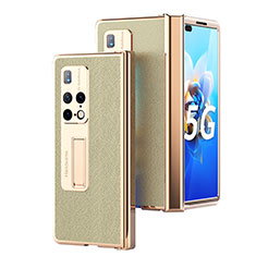 Funda Bumper Lujo Cuero y Plastico Mate Carcasa ZL13 para Huawei Mate X2 Oro