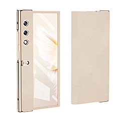 Funda Bumper Lujo Cuero y Plastico Mate Carcasa ZL2 para Huawei Honor V Purse 5G Oro