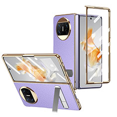 Funda Bumper Lujo Cuero y Plastico Mate Carcasa ZL2 para Huawei Mate X5 Morado