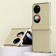 Funda Bumper Lujo Cuero y Plastico Mate Carcasa ZL2 para Huawei P60 Pocket Oro