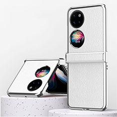 Funda Bumper Lujo Cuero y Plastico Mate Carcasa ZL2 para Huawei Pocket S Plata