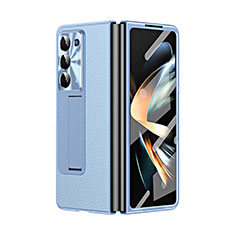 Funda Bumper Lujo Cuero y Plastico Mate Carcasa ZL2 para Samsung Galaxy Z Fold5 5G Azul