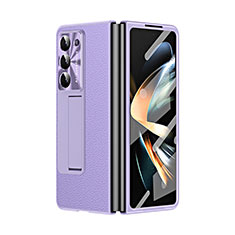 Funda Bumper Lujo Cuero y Plastico Mate Carcasa ZL2 para Samsung Galaxy Z Fold5 5G Morado