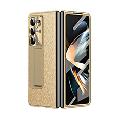 Funda Bumper Lujo Cuero y Plastico Mate Carcasa ZL2 para Samsung Galaxy Z Fold5 5G Oro