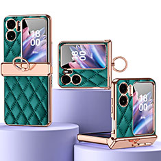 Funda Bumper Lujo Cuero y Plastico Mate Carcasa ZL3 para Oppo Find N2 Flip 5G Verde