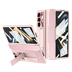 Funda Bumper Lujo Cuero y Plastico Mate Carcasa ZL3 para Samsung Galaxy Z Fold5 5G Rosa