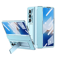 Funda Bumper Lujo Cuero y Plastico Mate Carcasa ZL4 para Huawei Honor Magic Vs2 5G Azul Cielo