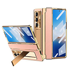 Funda Bumper Lujo Cuero y Plastico Mate Carcasa ZL4 para Huawei Honor Magic Vs2 5G Oro Rosa