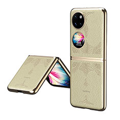 Funda Bumper Lujo Cuero y Plastico Mate Carcasa ZL4 para Huawei P60 Pocket Oro