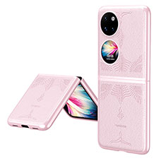 Funda Bumper Lujo Cuero y Plastico Mate Carcasa ZL4 para Huawei Pocket S Oro Rosa