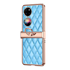 Funda Bumper Lujo Cuero y Plastico Mate Carcasa ZL6 para Huawei Pocket S Azul