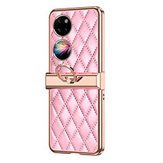 Funda Bumper Lujo Cuero y Plastico Mate Carcasa ZL6 para Huawei Pocket S Oro Rosa