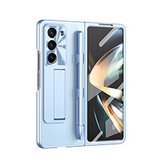 Funda Bumper Lujo Cuero y Plastico Mate Carcasa ZL6 para Samsung Galaxy Z Fold5 5G Azul