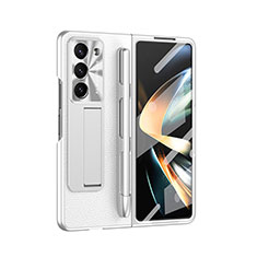 Funda Bumper Lujo Cuero y Plastico Mate Carcasa ZL6 para Samsung Galaxy Z Fold5 5G Blanco