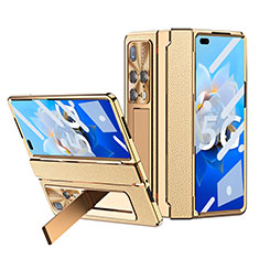 Funda Bumper Lujo Cuero y Plastico Mate Carcasa ZL8 para Huawei Mate X2 Oro