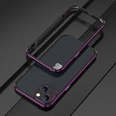 Funda Bumper Lujo Marco de Aluminio Carcasa A01 para Apple iPhone 15 Morado