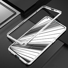 Funda Bumper Lujo Marco de Aluminio Carcasa A01 para Oppo Reno3 Pro Plata