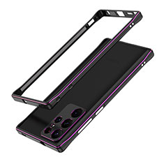 Funda Bumper Lujo Marco de Aluminio Carcasa A01 para Samsung Galaxy S22 Ultra 5G Morado