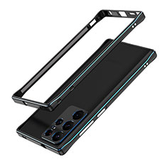 Funda Bumper Lujo Marco de Aluminio Carcasa A01 para Samsung Galaxy S24 Ultra 5G Azul y Negro