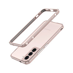 Funda Bumper Lujo Marco de Aluminio Carcasa A01 para Samsung Galaxy S25 5G Oro Rosa