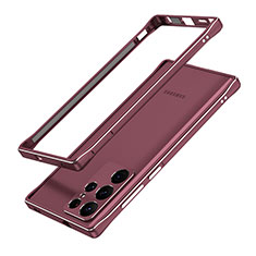 Funda Bumper Lujo Marco de Aluminio Carcasa A01 para Samsung Galaxy S25 Ultra 5G Rojo Rosa