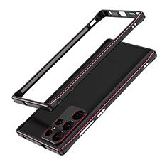 Funda Bumper Lujo Marco de Aluminio Carcasa A01 para Samsung Galaxy S25 Ultra 5G Rojo y Negro