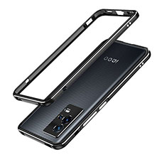 Funda Bumper Lujo Marco de Aluminio Carcasa A01 para Vivo iQOO 8 5G Plata y Negro