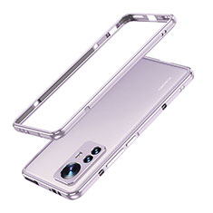 Funda Bumper Lujo Marco de Aluminio Carcasa A01 para Xiaomi Mi 12S 5G Purpura Claro