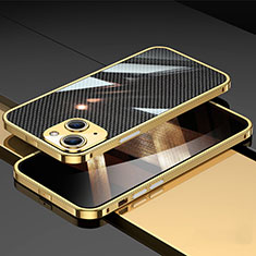 Funda Bumper Lujo Marco de Aluminio Carcasa A02 para Apple iPhone 15 Oro