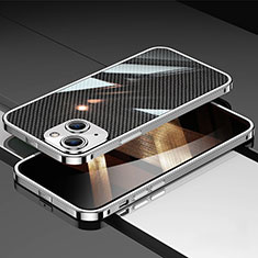 Funda Bumper Lujo Marco de Aluminio Carcasa A02 para Apple iPhone 15 Plata