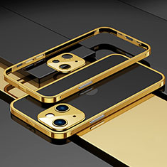 Funda Bumper Lujo Marco de Aluminio Carcasa A03 para Apple iPhone 14 Oro